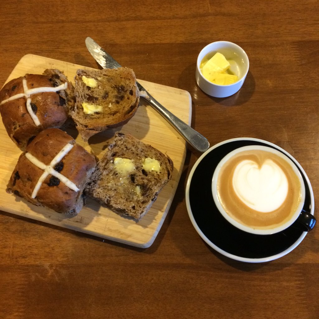 #easter breakfast - award winning hot cross buns from the local bakery (they aren't all for me!) Delicious!!