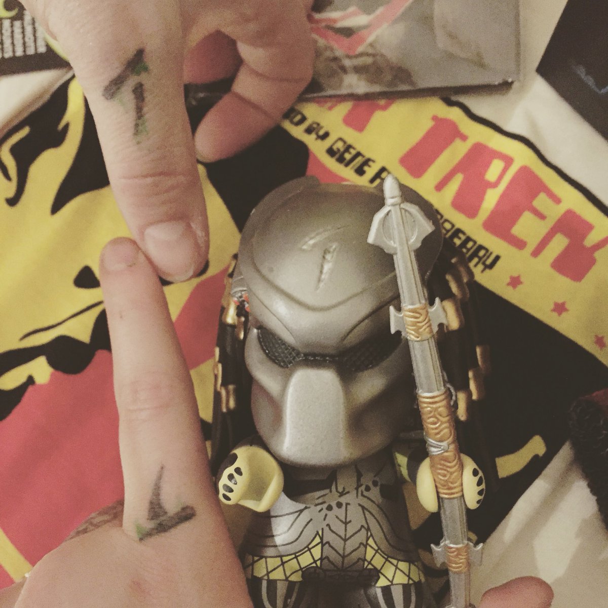 Robynscott97's tweet photo. Finally have a predator which has the sign that I have tattooed! Loving life @lootcrate https://t.co/PFbhnCVHMa