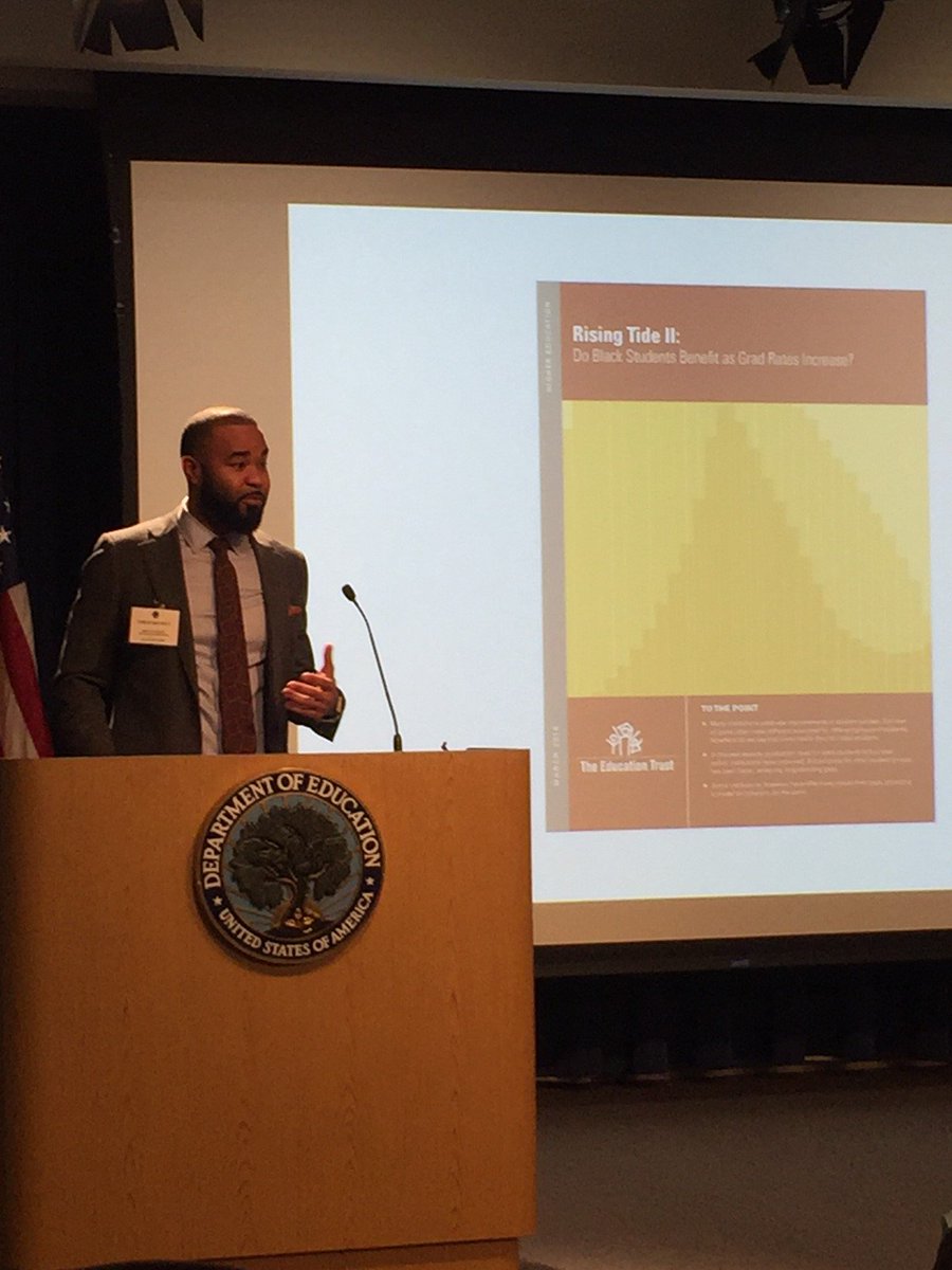 EdTrust's tweet photo. Shout out to @MoBetterDRews for his presentation today & continued work toward equity in #highered. #PellCompletion https://t.co/U84Qkel0vp