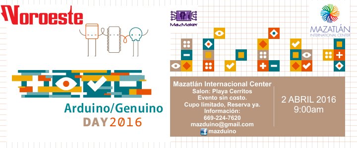 gsreynaga's tweet image. Gracias a @noroestemx por sumarse al evento #GenuinoD2016 #ArduinoD2016 el 2 de Abril en el @Mztintcenter