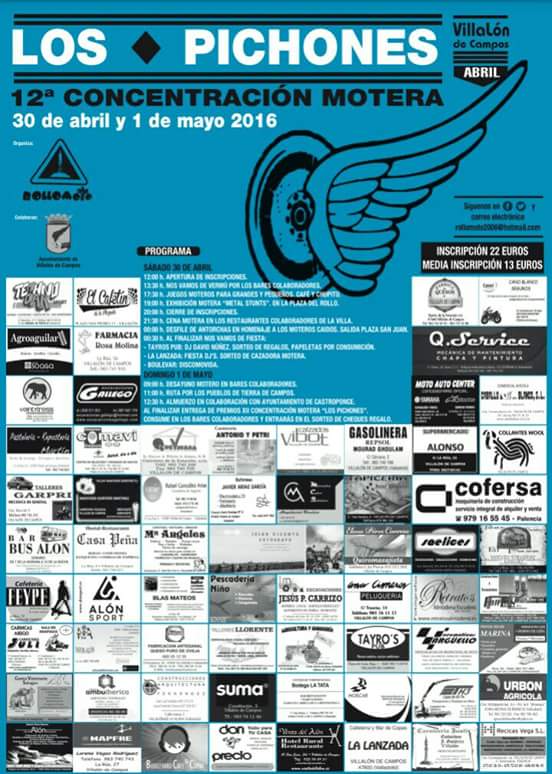 Rollomoto's tweet photo. Programación d #LosPichones2016 Ahora sólo queda q todo el mundo venga a #VillalóndeCampos #Valladolid a disfrutar✌✌ https://t.co/Tbn9wkbHln
