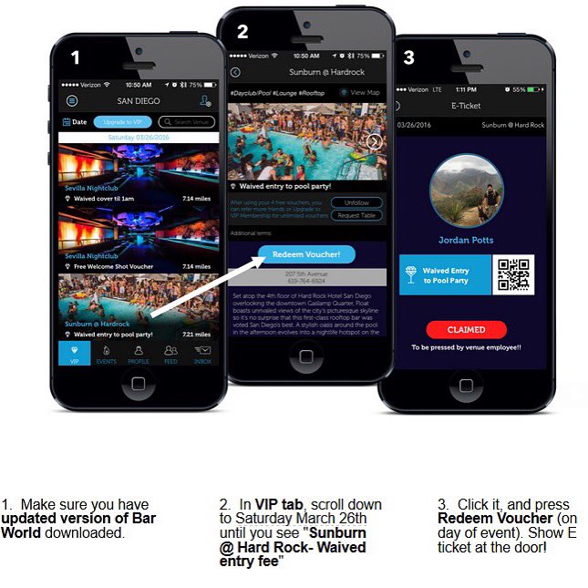 Free entry to Sunburn pool party on Saturday using the app!