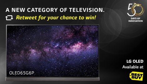 LGUS's tweet photo. RT #FutureIsHere &amp; #sweepstakes 4 chance to WIN! LG OLED 📺 now at @BestBuy! rules https://t.co/8zTQf0sfwK ends 3.28 https://t.co/wAFqO2wGeQ