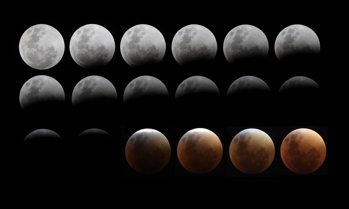 pixelflash's tweet image. Wednesday's lunar eclipse was penumbral, this is what they look like when caused by total lunar eclipses. #BloodMoon