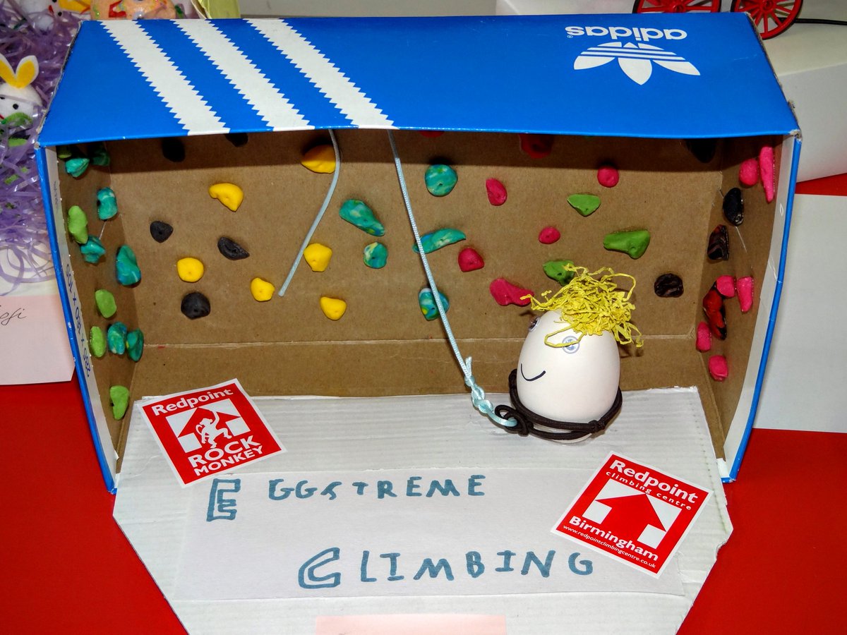 ethanclimbs's tweet photo. My decorated egg! I won!! :-D @RedpointBham #RedpointBham #climbing #rockmunky #rockclimbing #Adidas https://t.co/mZReWYDS1b