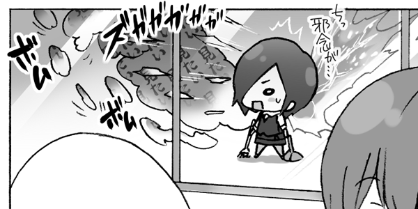 3コマ目のトーカちゃんが微妙に伝わりづらいかもしれませんが、己の思念を赫子で破壊しています。
(たまたま屋外に人通りはなかったということで…) 
