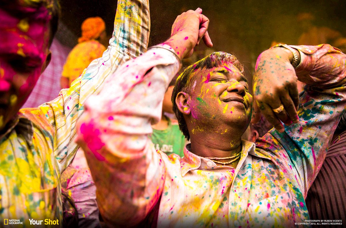 NatGeo's tweet photo. Experience colorful Holi celebrations through the lens of our #YourShot members: https://t.co/6bdDJwxKjK https://t.co/wPqdZ3TS8x