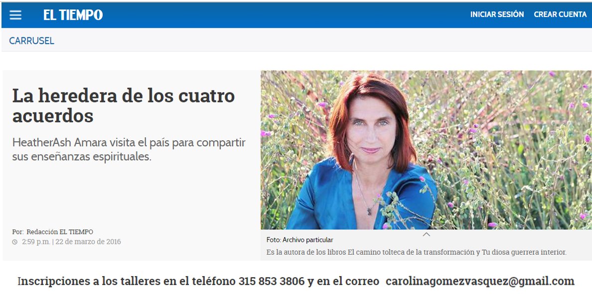 Semina_Producci's tweet photo. @Lauradgil HeatherAsh Amara visita el país para compartir sus enseñanzas espirituales. https://t.co/5LdfbvGBYw https://t.co/T4NtPcBKGj