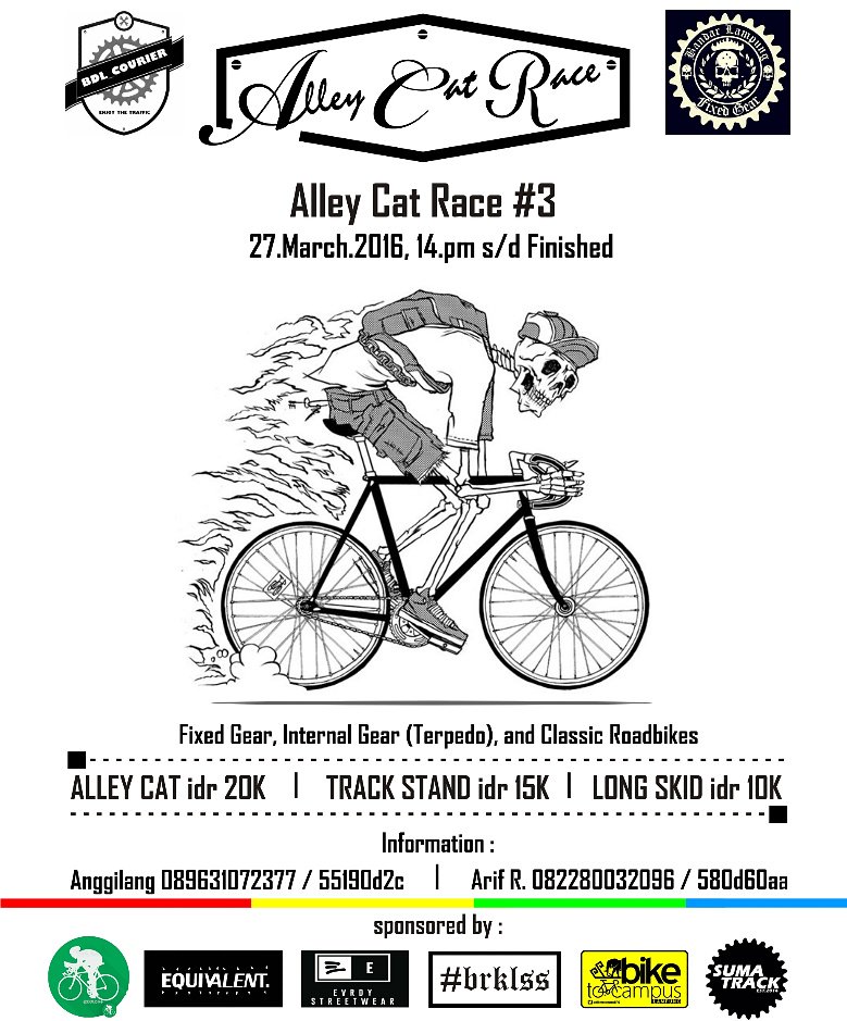 H-1
Udh dftar Alley Cat Race #3 kn ? Klo blum, dftar On The Spot bisa kok ..
#AlleyCatRace3 #BDLbike <a href="/bandarlampung/">LampungDirectory.com</a>
