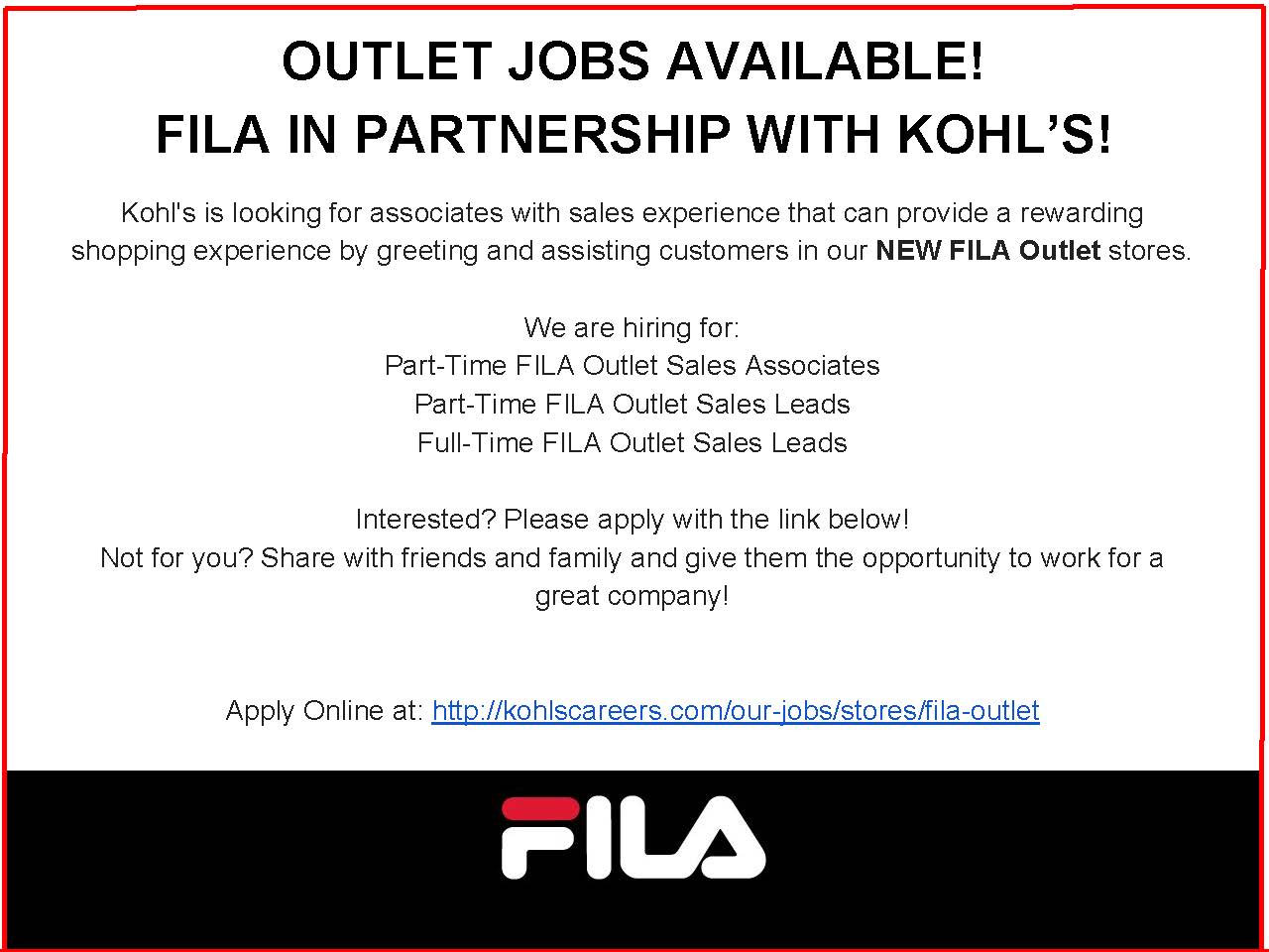 fila outlet store online