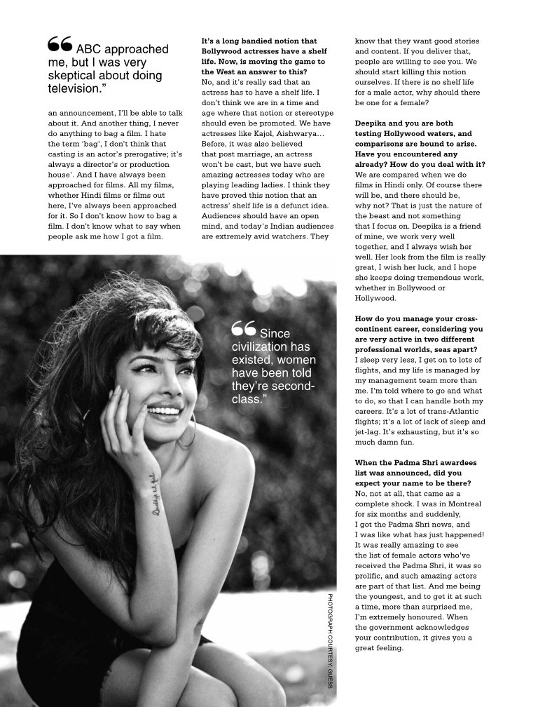 PeeCeeFanClub's tweet photo. Full Scans Pt2: @PriyankaChopra "If Tthere is No Shelf Llife For a Male Actor,Why Should There Be One For a Female?" https://t.co/BhRjeZtqmY