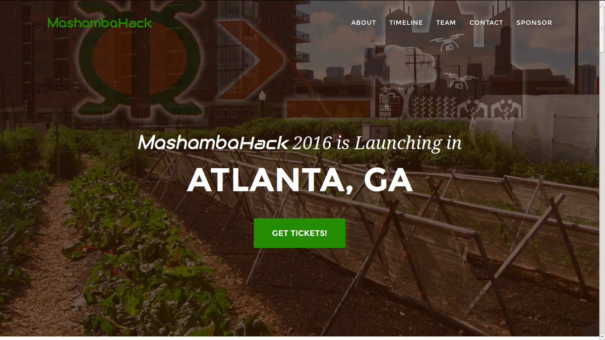 MashambaCo's tweet photo. #MashambaHack website complete!
Finalizing Sponsor packet. Tickets avail soon!
#UrbanAgTech #Hackathon in #Atlanta https://t.co/floiGm0hKK