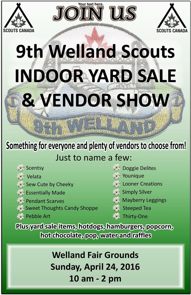 starla lazoren on twitter 9th welland scouts are hosting a vendor