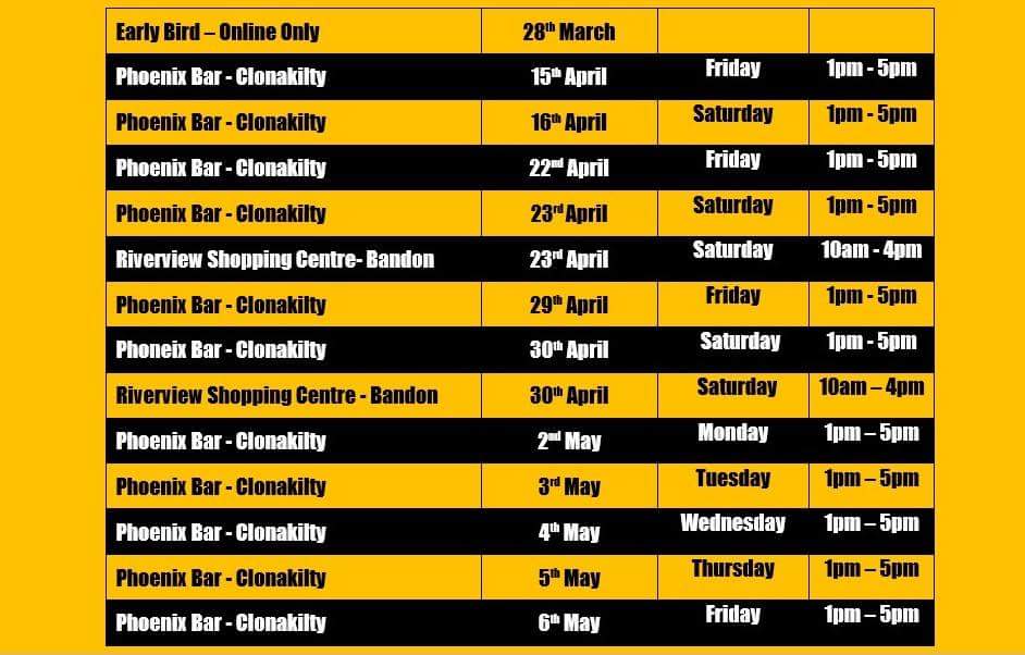 DILClonakilty's tweet photo. Here's a list of registration dates and venues for DIL Clonakilty. Register or collect your tshirt before the walk! https://t.co/aKrSlviDxa