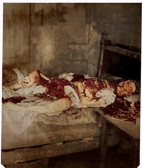 Mary Jane Kelly Jack Ripper : Colorized crime scene photo Mary Jane Kelly b...