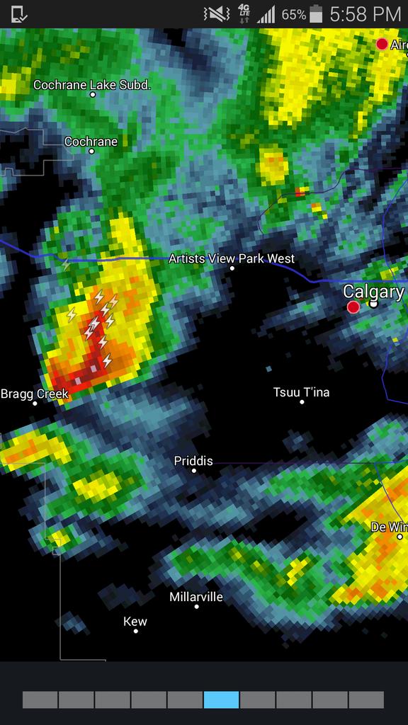 BadWeatherKyle's tweet photo. 60+ dBZ echoes in March, with active lightning? I'll take it! #ice #temptedtodrive #abwx https://t.co/pwvVTCtvvG