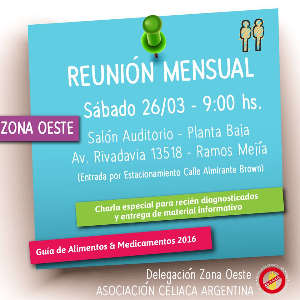 CeliacoCom's tweet photo. Reunión mensual ZONA OESTE
Próximo sábado 26/03 9:00 hs para compartir un rico desayuno Sin TACC!
@asoc_celiaca_ar https://t.co/sC7y3KvsRo