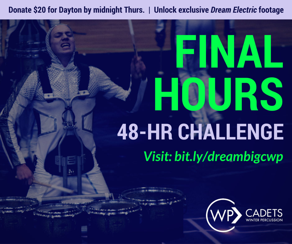 CadetsWP's tweet photo. Donate for Dayton by midnight &amp; we'll send you a link to watch #thedreamelectric! https://t.co/Uhpgk5963B #dreambig https://t.co/EpxDTpAk15