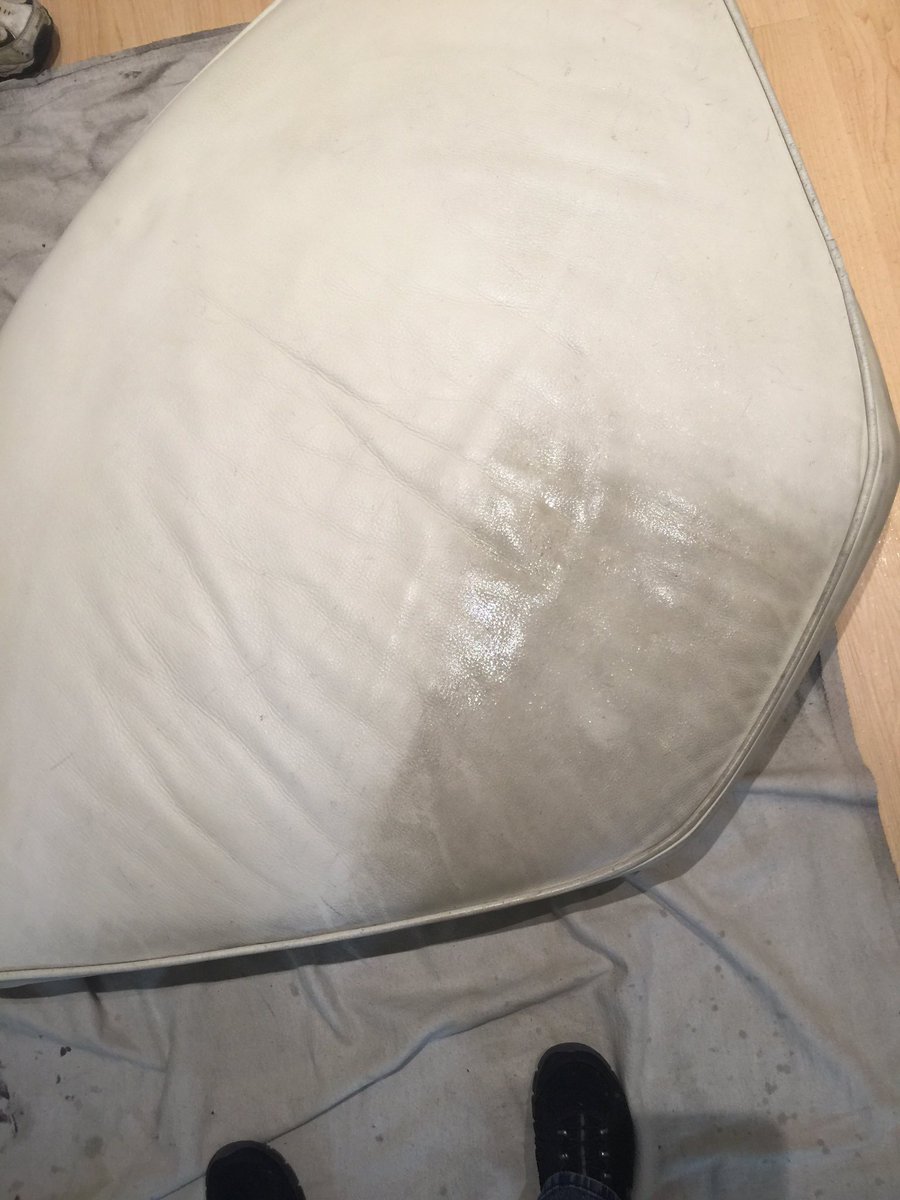 renewmyleather's tweet photo. We just had to leave a dirty spot so you could see how clean we can get your leather #cleanleather #white #spring https://t.co/mZmEo6q4vo
