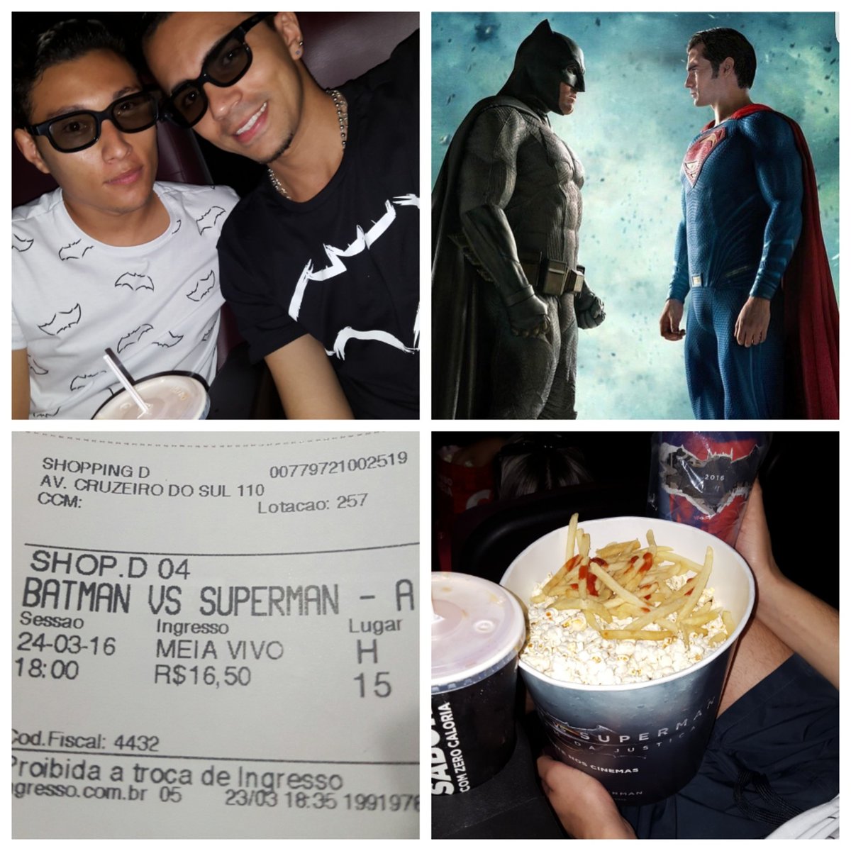lovebilli3's tweet photo. O q temos pra hoje produção?enfim chegou a hora vamos assistir #batmanvsuperman
#cinemark #timebatman #bvseomelete https://t.co/V2do2l1Pj0