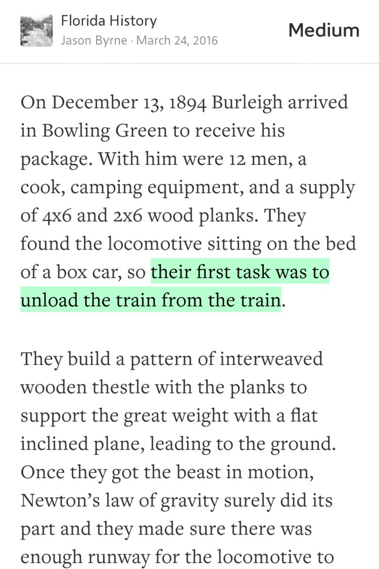“…their first task was to unload the train from the train…” from “The Marvelous Wooden Railroad” by Jason Byrne.