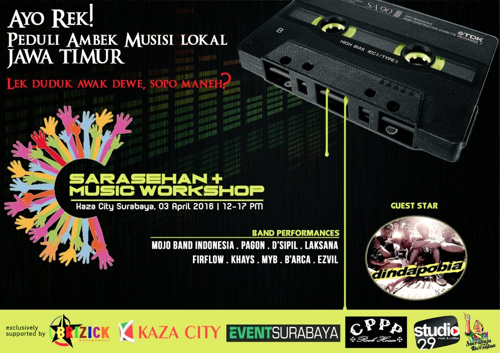 TODAY #SarasehanMusicWorkshop <a href="/kazacitysby/">Kazacitysby</a> Minggu 3April start 12am-17pm w/<a href="/dindapobia/">dindapobia|official</a> Info us 08819047358/54EF8B22