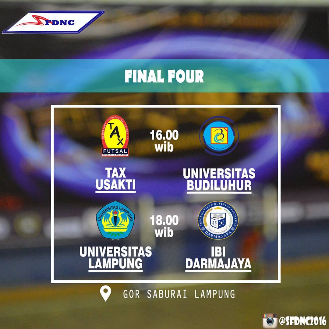 Final four kategori mahasiswa hari ini! at Gor saburai  #Kejurnas #futsal #Lampung #SFDNC2016