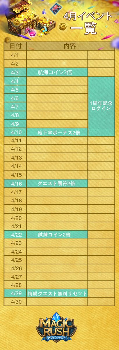 MagicRushjp's tweet image. 4月のイベントをお届けします！