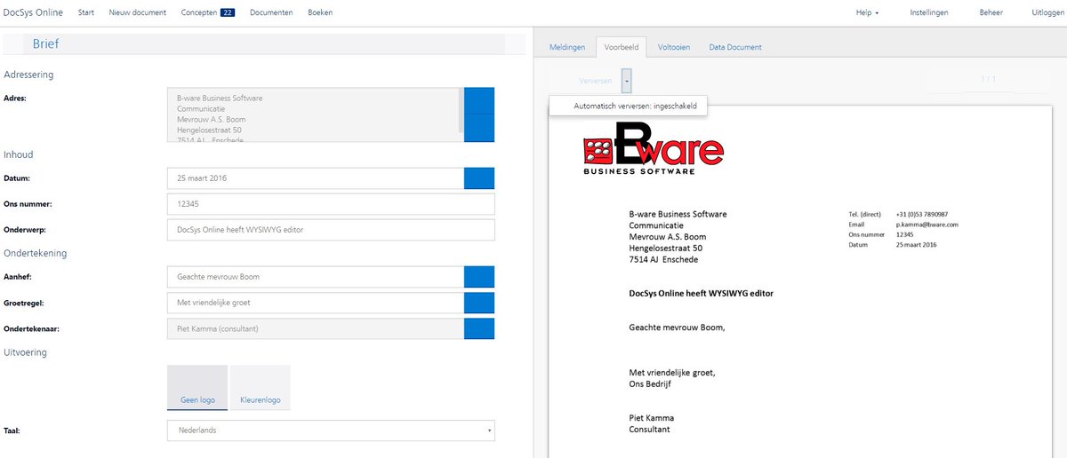 BwareBS's tweet image. #DocSysOnline, de #cloud-oplossing voor #documentcreatie heeft een #WYSIWYG editor bit.ly/1LLZxNe