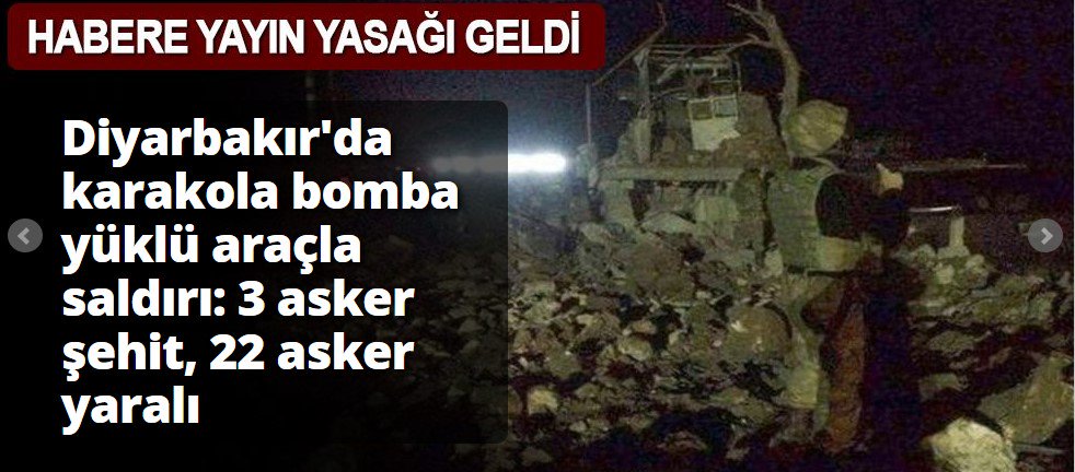 Diyarbakır'da karakola bomba yüklü araçla saldırı: 3 asker şehit, 24 asker yaralı
cumhuriyet.com.tr/haber/turkiye/…