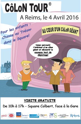 #MarsBleu Ne ratez pas le Colon Tour @Reims 04/04/2016 #Cancer #Colorectal #Depistage #Prevention