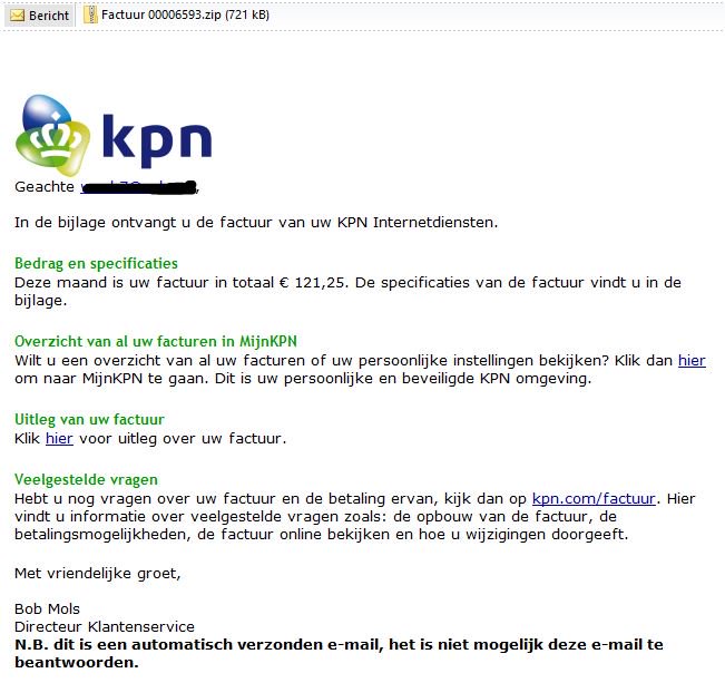 pietreijers's tweet image. Pas op ransomeware virus doet zich voor als KPN factuur. Kan door virusscanners heen komen. bit.ly/1PuNheF