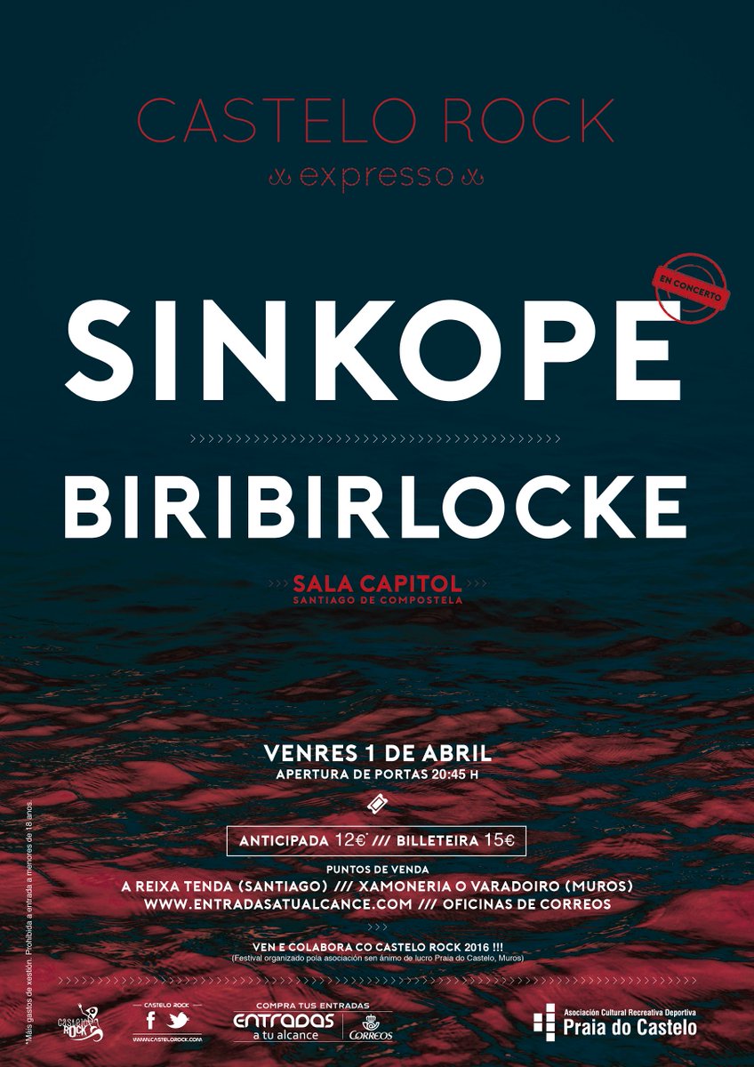 <a href="/sinkopegrupo/">Sínkope</a> + <a href="/biribirlocke/">Biribirlocke</a> / <a href="/SalaCapitol/">Sala Capitol</a> (SANTIAGO DE COMPOSTELA)

buenacalle.es/sinkope-biribi…

<a href="/CasteloRock/">Castelo Rock</a>