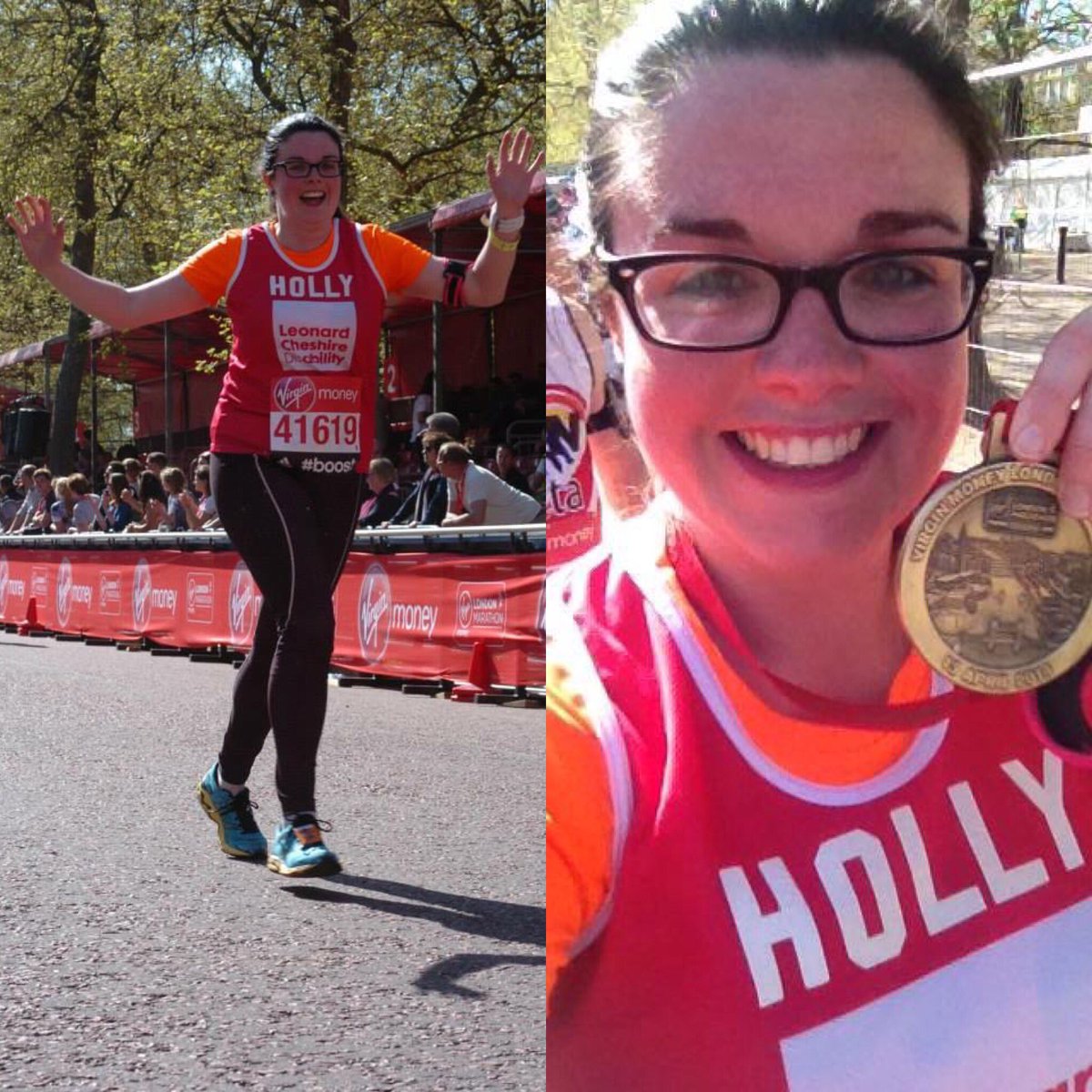 ohhollygosh's tweet photo. #FBF to the #VMLM2014, just before &amp; just after crossing the finish line! My best #runnymcrunface ❤️👟🏅#ukrunchat https://t.co/j53eyTUVub