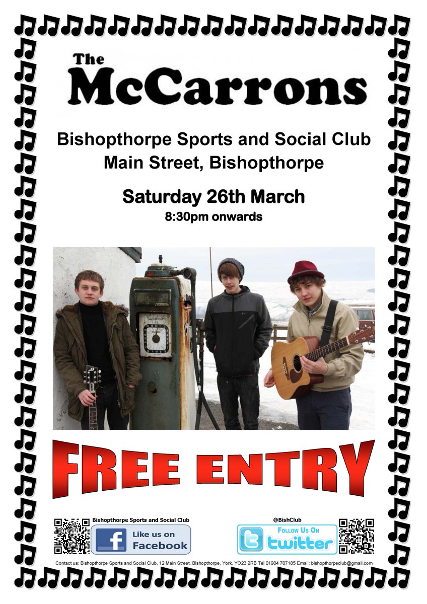 Easter Saturday night we have The McCarrons. Fantastic Group, FREE ENTRY. All Welcome #livemusic #happyeaster