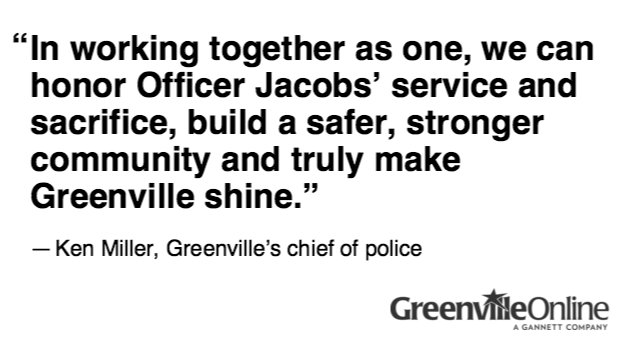 GreenvilleNews's tweet photo. Chief: Honor Jacobs sacrifice by building community https://t.co/a3rWFnDwjV https://t.co/Mm5pIA3f5i