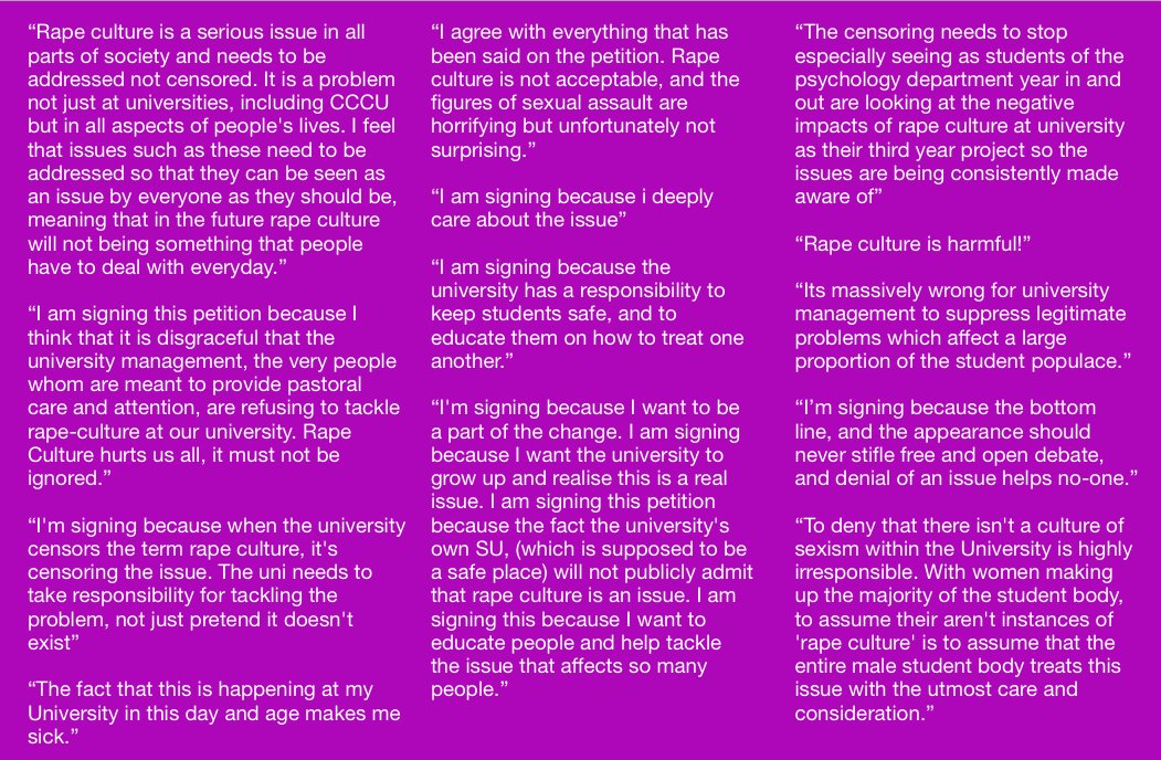 ExposeMisogyny's tweet photo. We reached 100 signatures! Here are some of the reasons people signed! @christchurchsu @CanterburyCCUni https://t.co/pkHMquk2pw