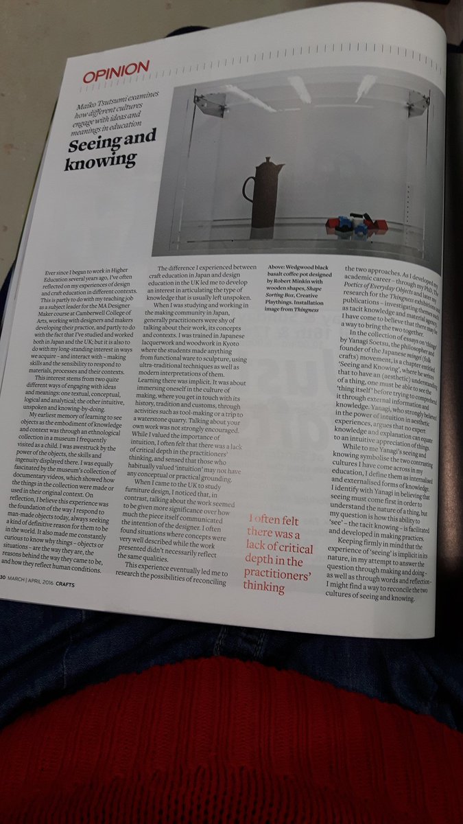 helenpailing's tweet photo. Fab article by my former tutor #MADesignerMaker @CamberwellUAL #maikotsutsumi @craftsmagazine #thingness https://t.co/k1o4Zr5nyX