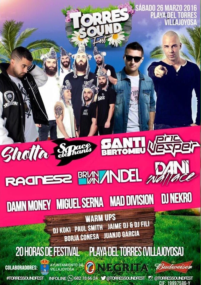 Ganas de vernos mañana en <a href="/TorresSoundFest/">Torres Sound Fest</a> Alicante 🙌🏼 se lía en Villajoyosa!