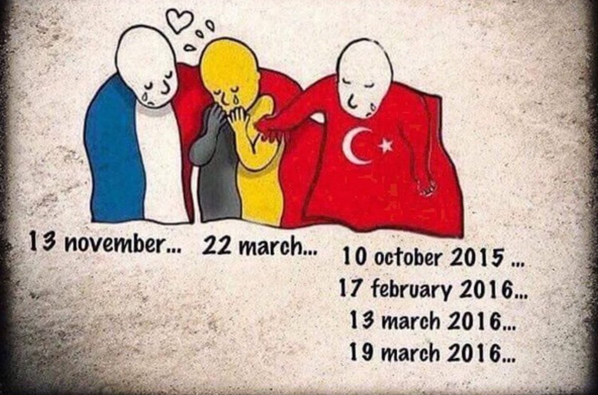 Independent's tweet photo. Turkish people are sharing this cartoon asking where our sympathy was for them https://t.co/MXrBgLLcT6 https://t.co/sZMt0z3meP