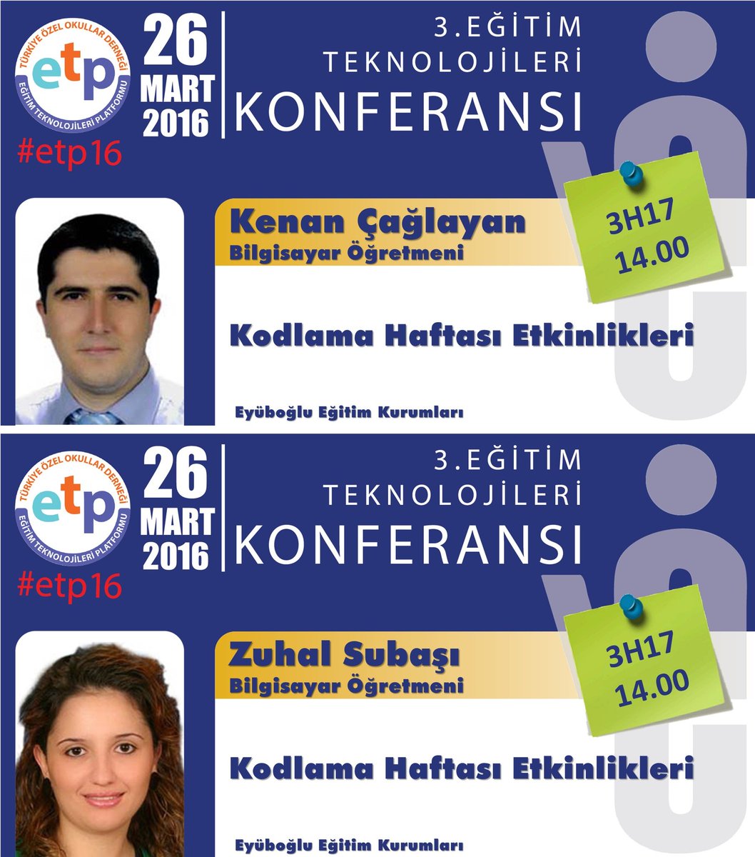 EyubogluTech's tweet image. 14.00 3H17 de &apos;Kodlama Haftası Etkinlikleri&apos; sunumuyla @EyubogluEgitim #ETP16 da @EyubogluTech