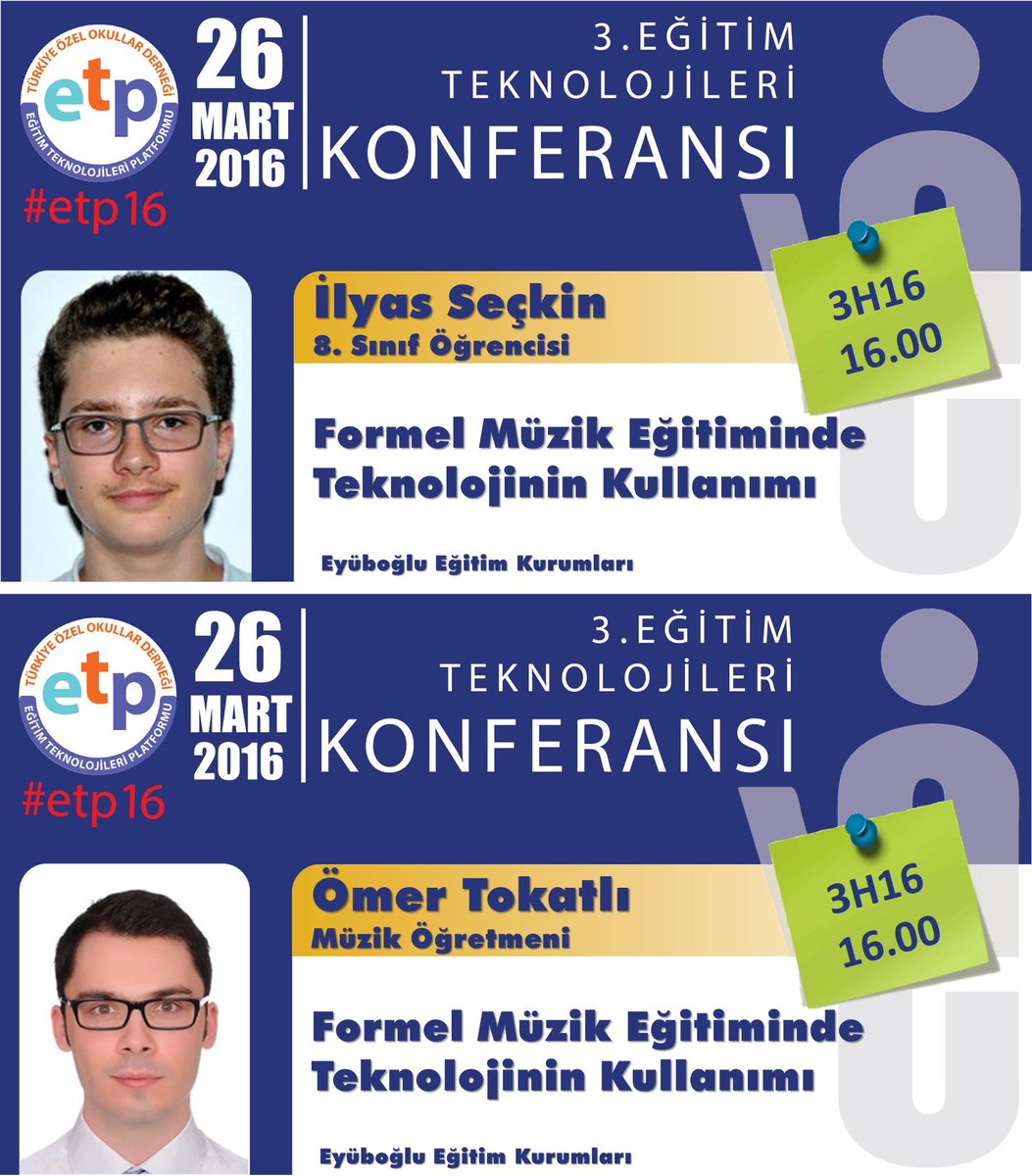 EyubogluTech's tweet image. 16.00 3H17 de &apos;Formel Müzik Eğitiminde Teknolojinin Kullanımı&apos; sunumuyla @EyubogluEgitim #ETP16 da @EyubogluTech