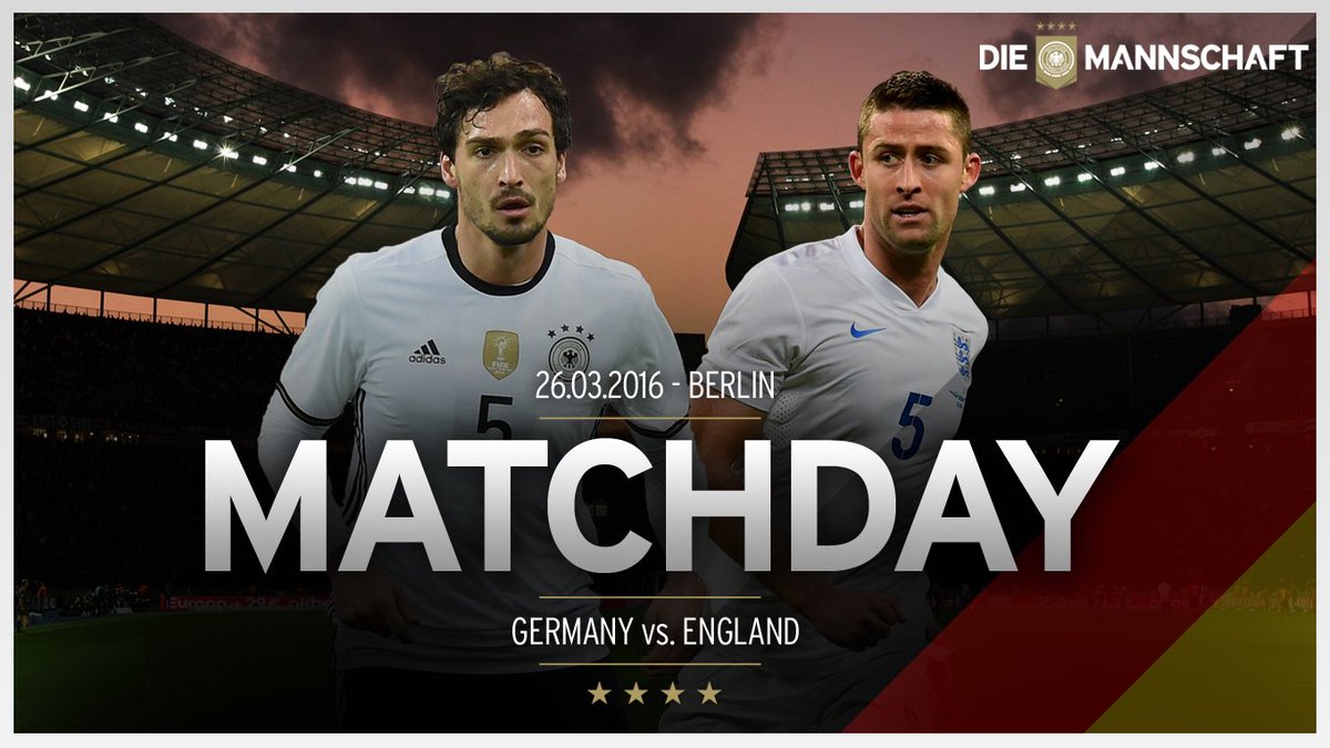 DFB_Team_EN's tweet photo. MATCHDAY! The #WorldChampions take on @england tonight at 20:45 CET in Berlin's #Olympiastadion. #DieMannschaft https://t.co/qyaCyBfMhB