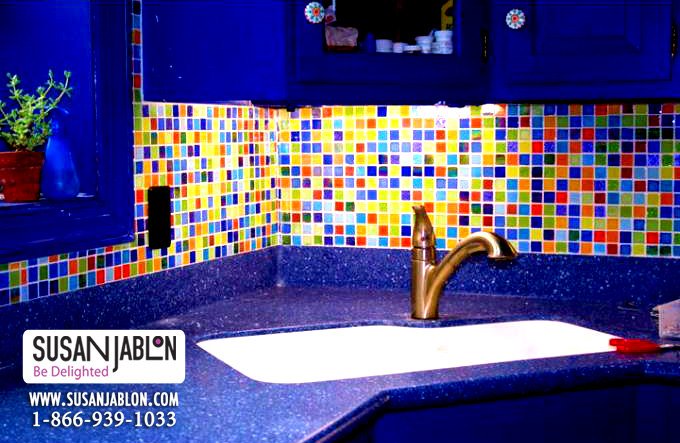 SusanJablon's tweet photo. A #bold #backsplash for a #blue #kitchen
#colorfultile #designideas #interiordesign #tiledesigner #homeimprovement https://t.co/vlx9BlgMbg