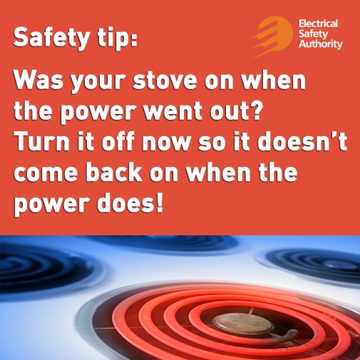 Was your stove on when the power went out? Check it now so it doesn’t come back on when the power does! #onstorm