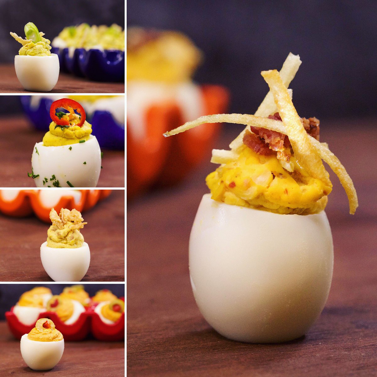 rachaelray's tweet image. +5 great new deviled eggs today: Sour Cream&amp;amp;Onion, Pimiento Cheese, Green Migas, Farmer’s Breakfast, &amp;amp; Curry&amp;amp;Chutney