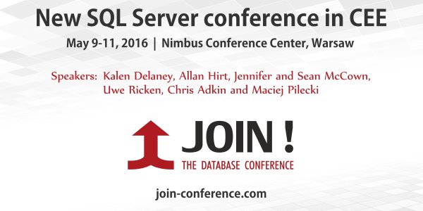join_db_conf's tweet image. Learn #SQLInternals from the #SQLServer Masters!
Register now on join-conference.com