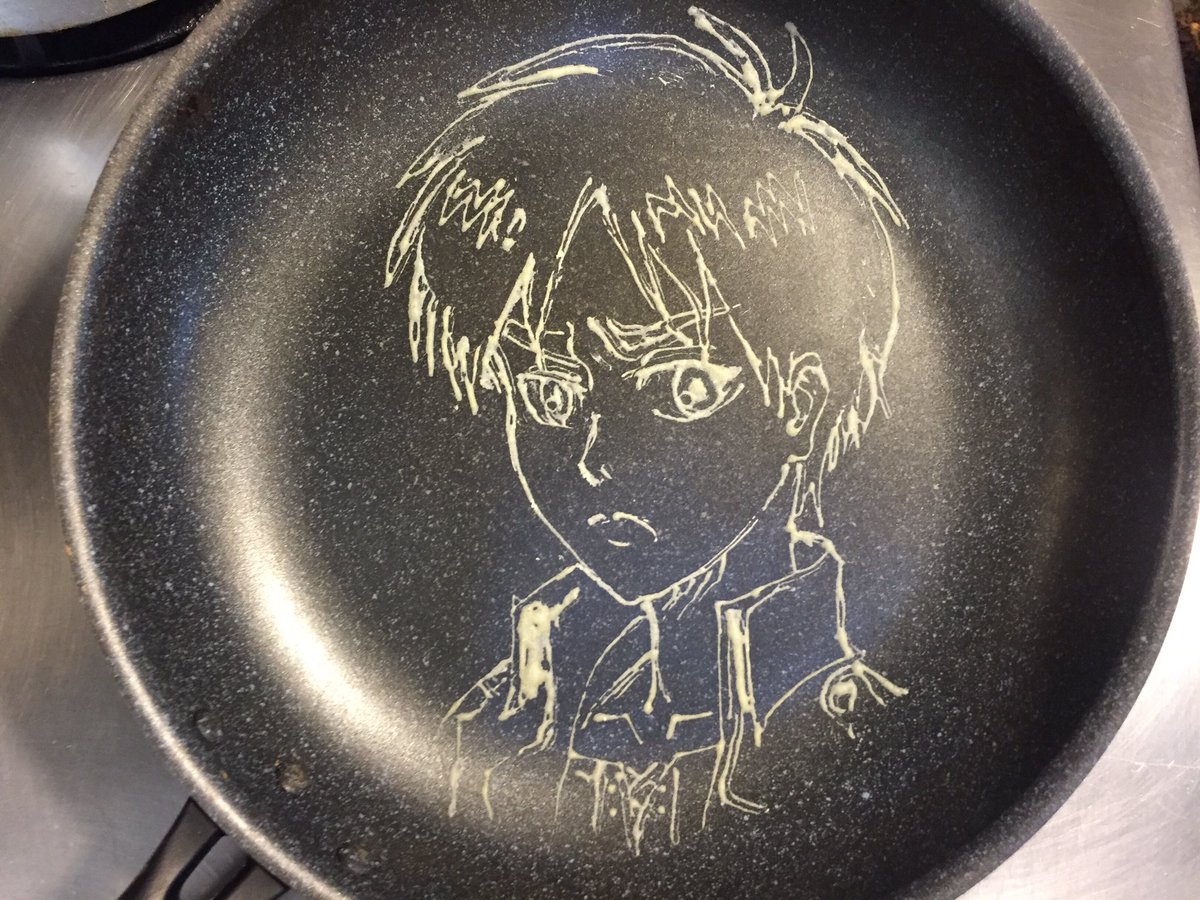 Laricetta99 パンケーキアートの作り方 進撃の巨人 エレン イェーガー Attack On Titan Eren Jaeger パンケーキアート Pancakeart T Co Li25gygzkl