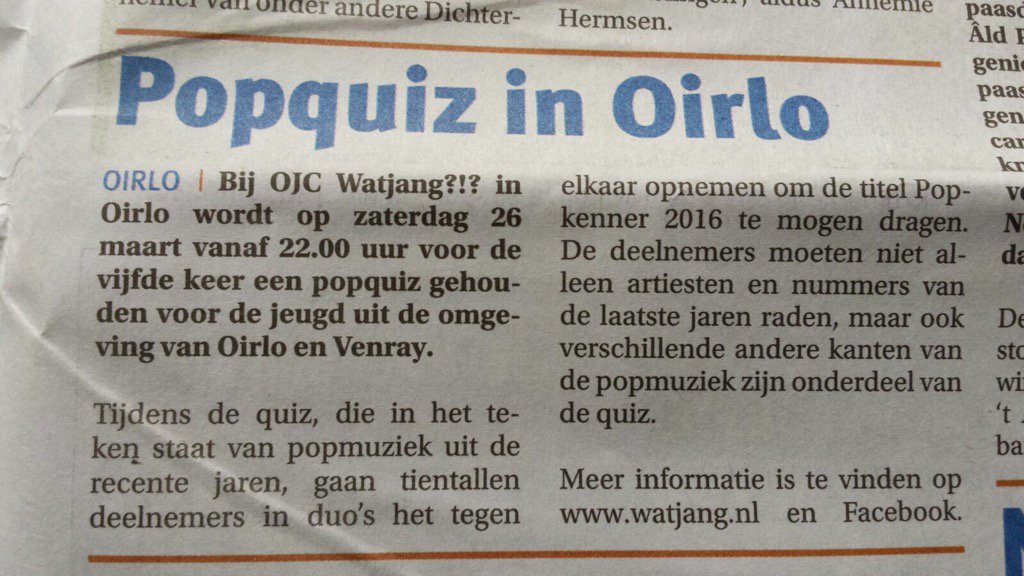 Doe een gooi naar de titel morgenavond! 📀🏆 Meer info in <a href="/PeelenMaas1880/">Peel en Maas Venray</a> of op watjang.nl #PopQuiz