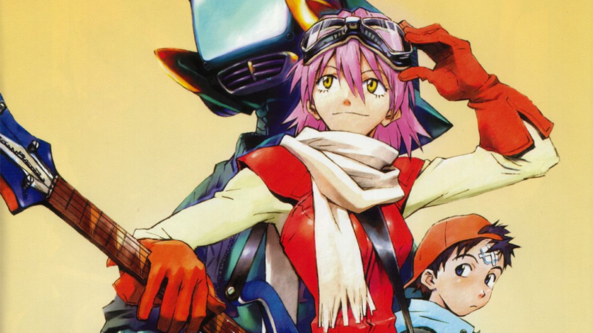 verge's tweet photo. Cult anime series FLCL is returning for two new seasons https://t.co/QNpXzP5dhr https://t.co/bXFOJpHKw7